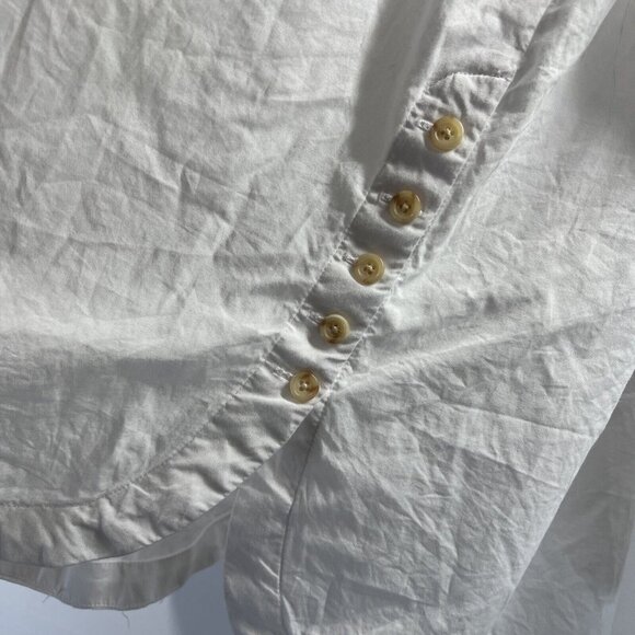 Talbots Women's Top Plus 2X Solid Bright White Button Accents Button Up Tunic - Picture 8 of 12